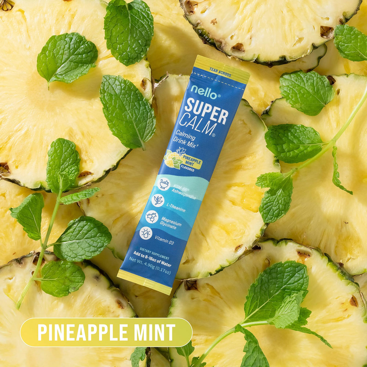 Nello Supercalm mélange de boisson en poudre au goût Ananas Menthe