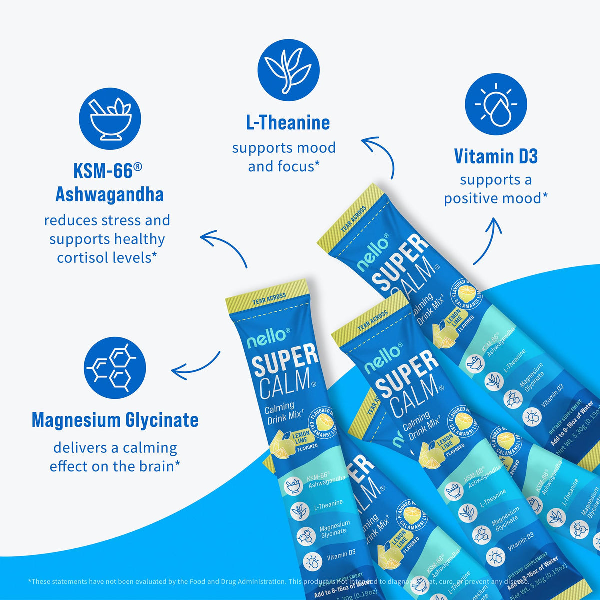 Nello SuperCalm - mélange de boisson en poudre dans un verre