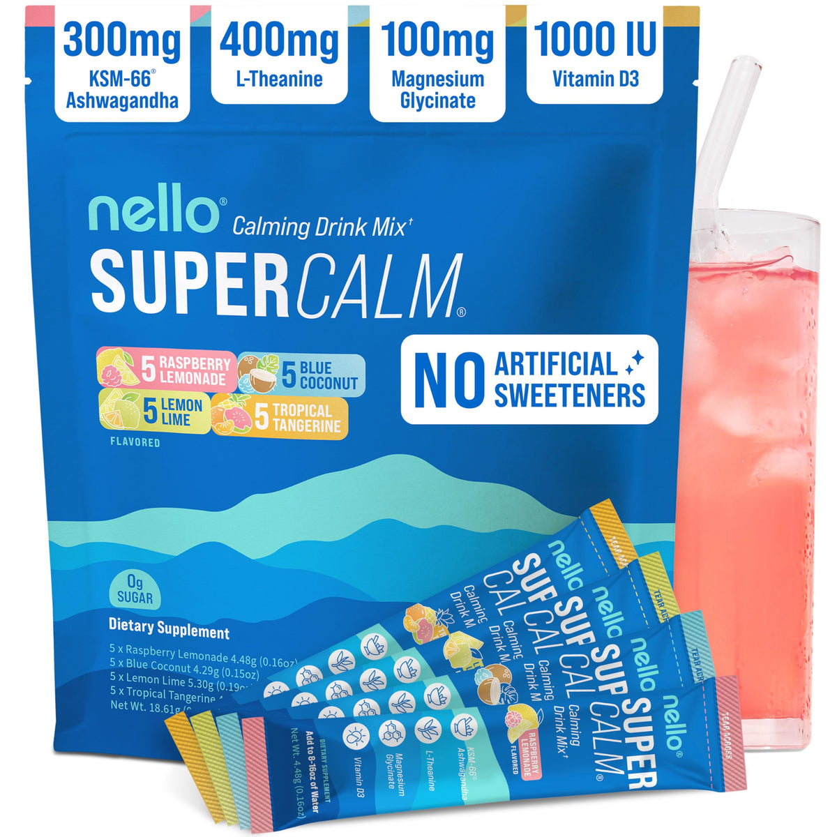Nello Supercalm Mélange de Boisson en Poudre, sachets individuels