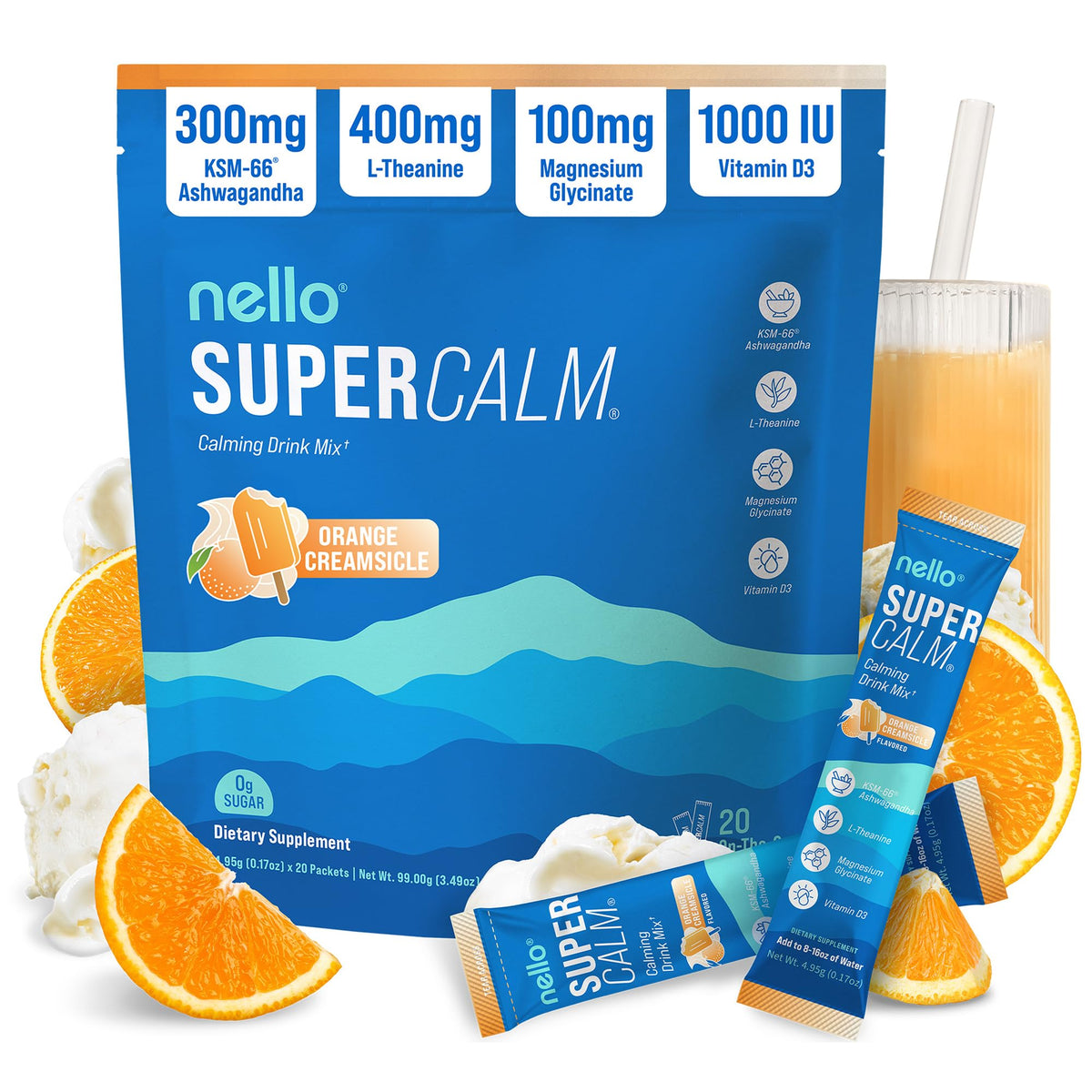 Nello Supercalm Poudre à Boire Orange sachets individuels
