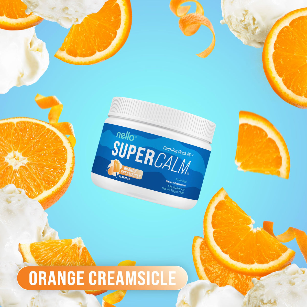 Nello Supercalm Poudre à Boire Sachets Orange Crème