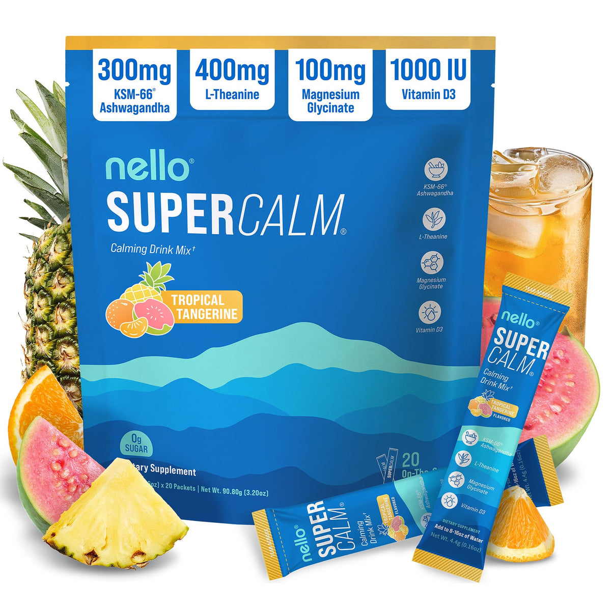 Nello Supercalm Poudre à Boire Tropical Tangerine sachets