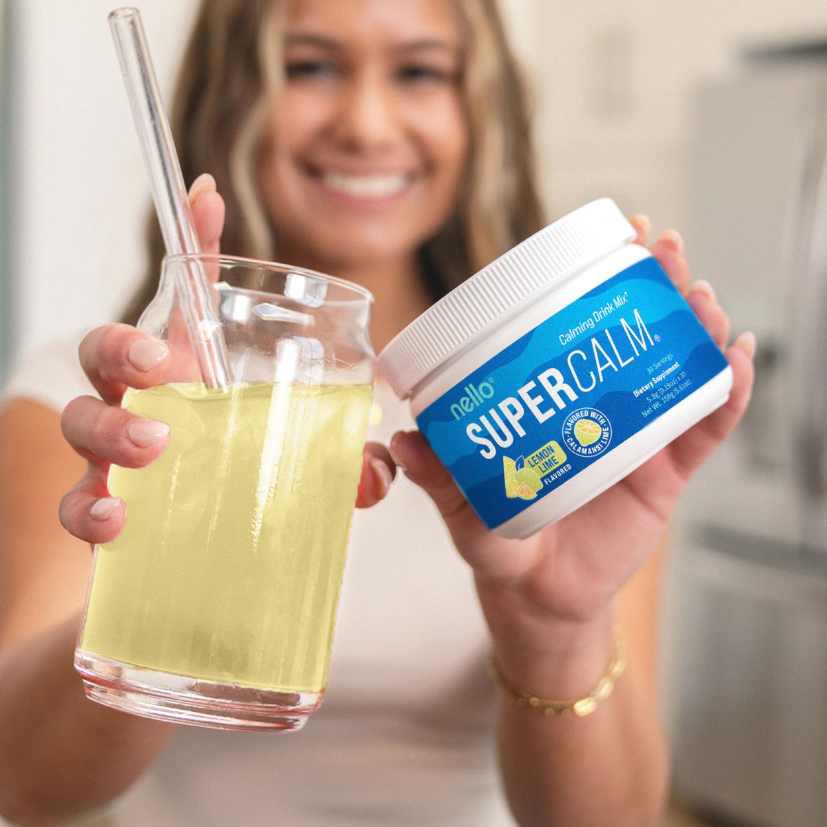 Nello Supercalm Poudre Boisson Citron Vert, emballage et contenu