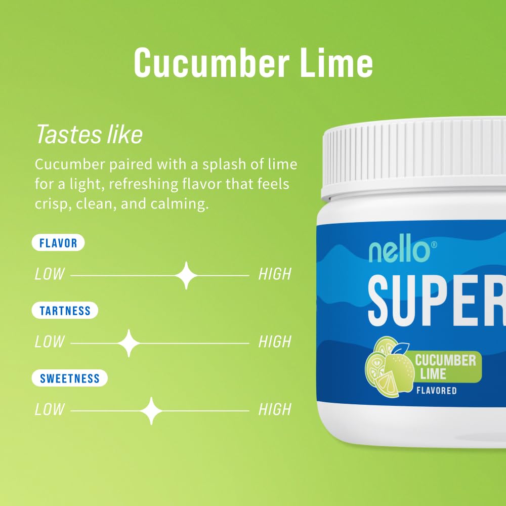 Nello Supercalm Poudre Boisson sachets individuels saveur concombre lime