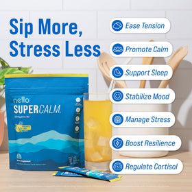 Nello Supercalm poudre dans un verre avec de l'eau