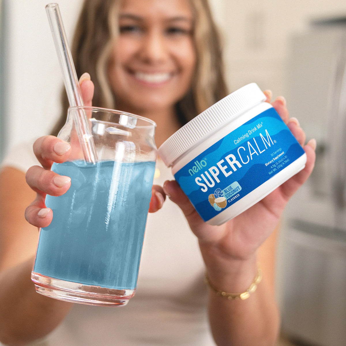 Nello Supercalm sachets individuels de mélange de boisson, saveur noix de coco bleue