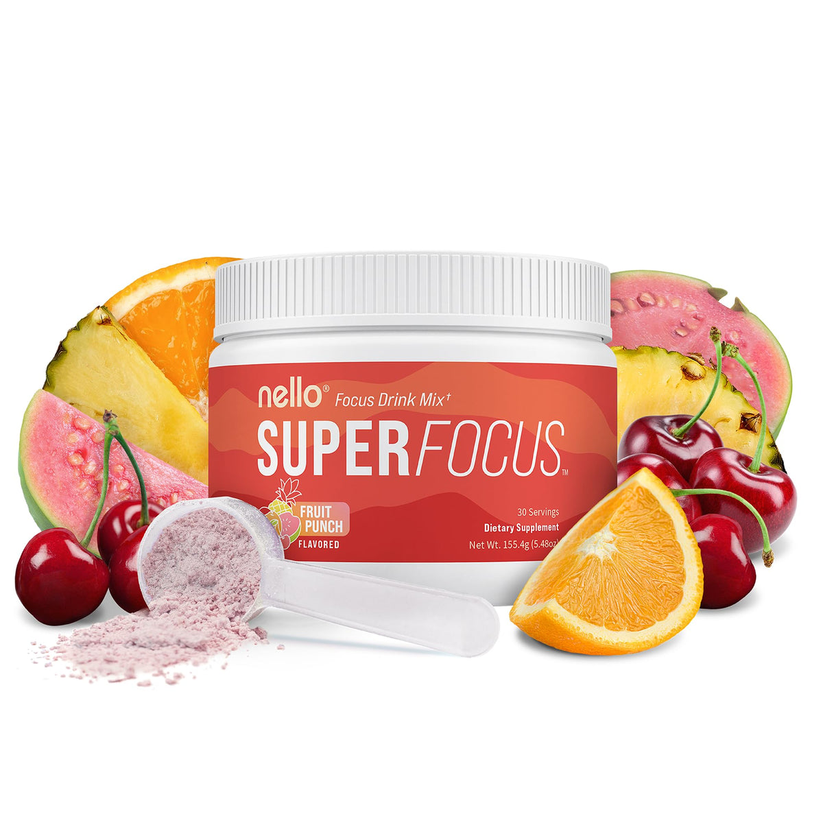Nello Superfocus mélange nootropique en poudre sachet Fruit Punch