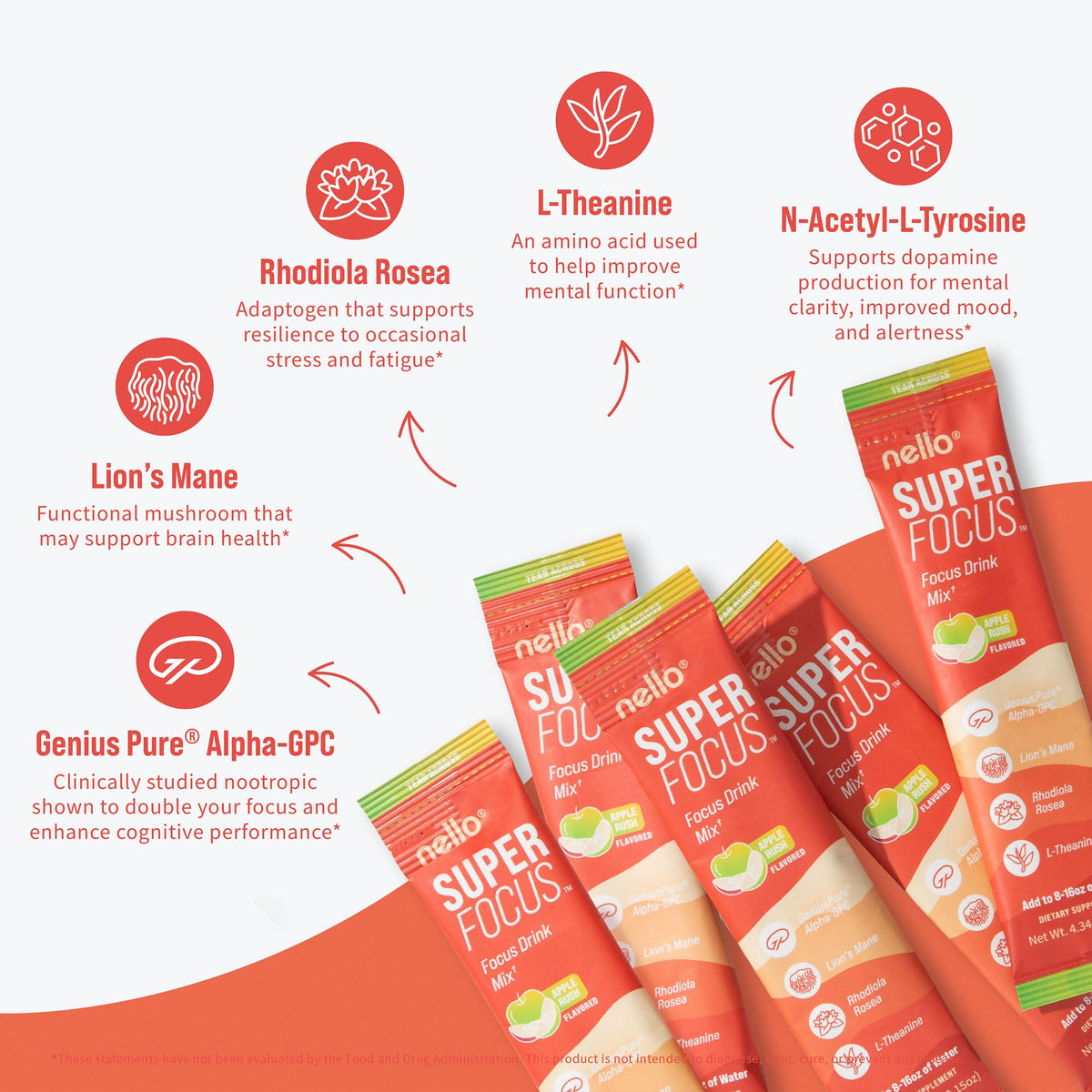 Nello Superfocus sachets sur une table