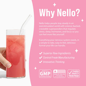 Nello Superglow en sachets avec des fruits frais