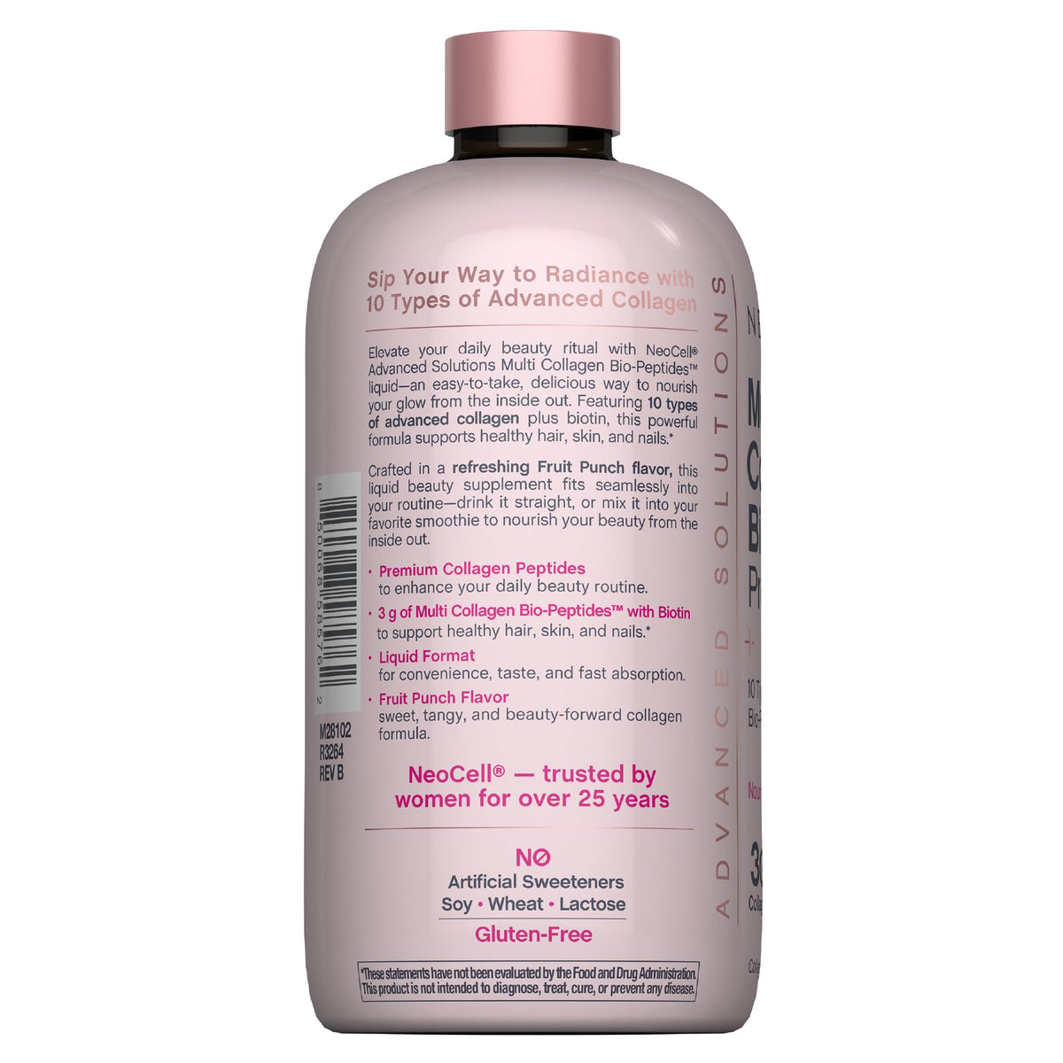 NeoCell Multi Collagen Peptides 16 fl oz dans un verre avec fruits