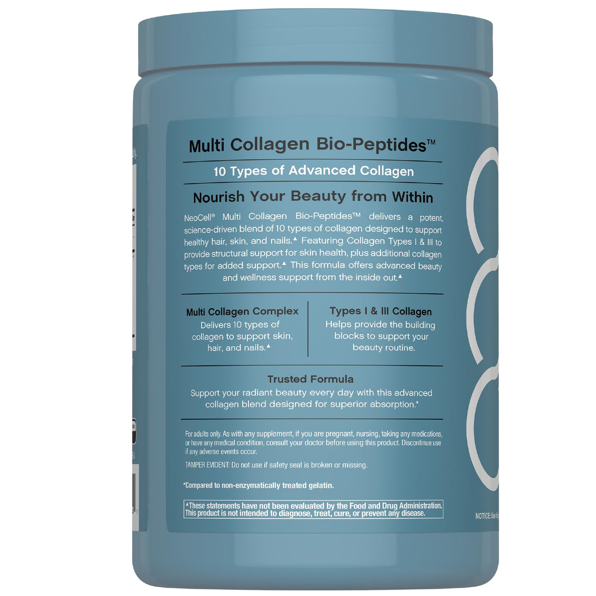 NeoCell Multi Collagen Peptides gélules sur fond blanc