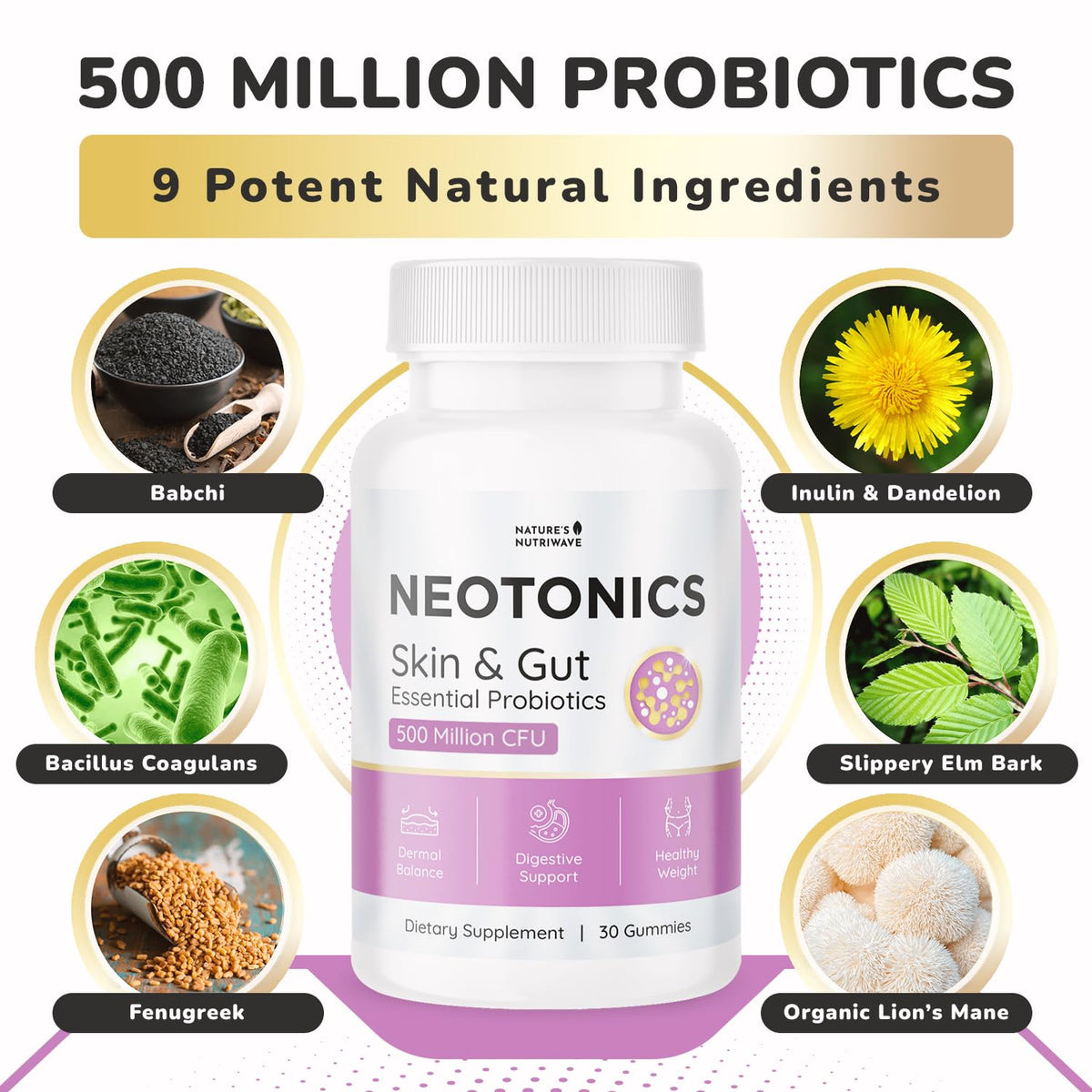 Neotonics Gummies Probiotiques, gummy sur fond blanc