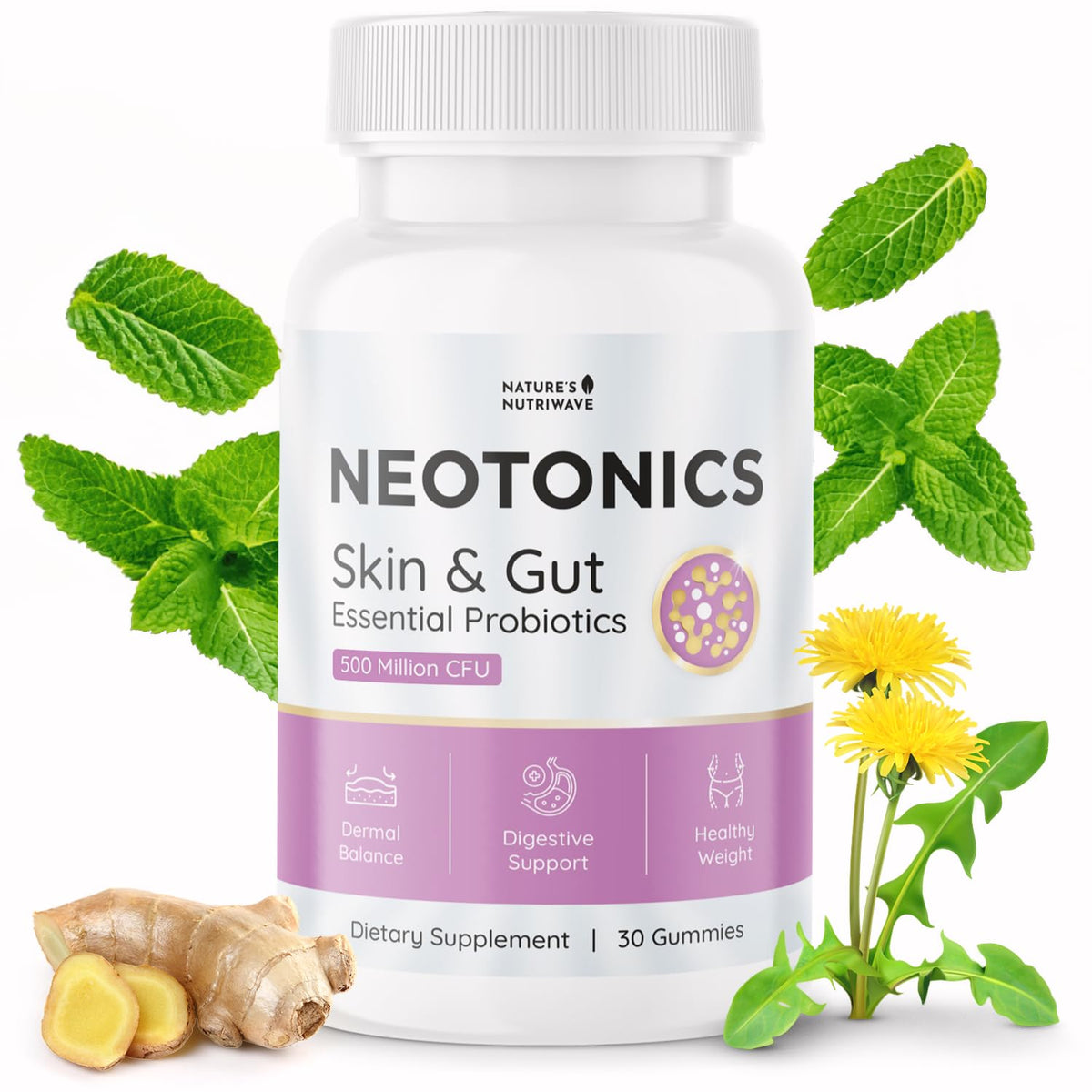 Neotonics Gummies Probiotiques Nature’s NutriWave en pot de 30 unités