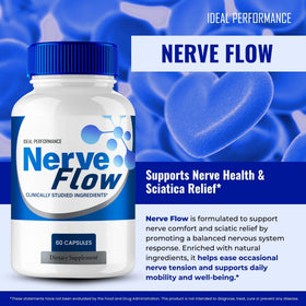 Nerve Flow d'IDEAL PERFORMANCE, capsules à côté d'un verre d'eau