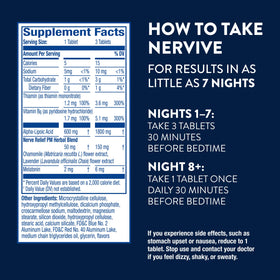 Nervive Nerve Relief PM ingrédients avec camomille et lavande