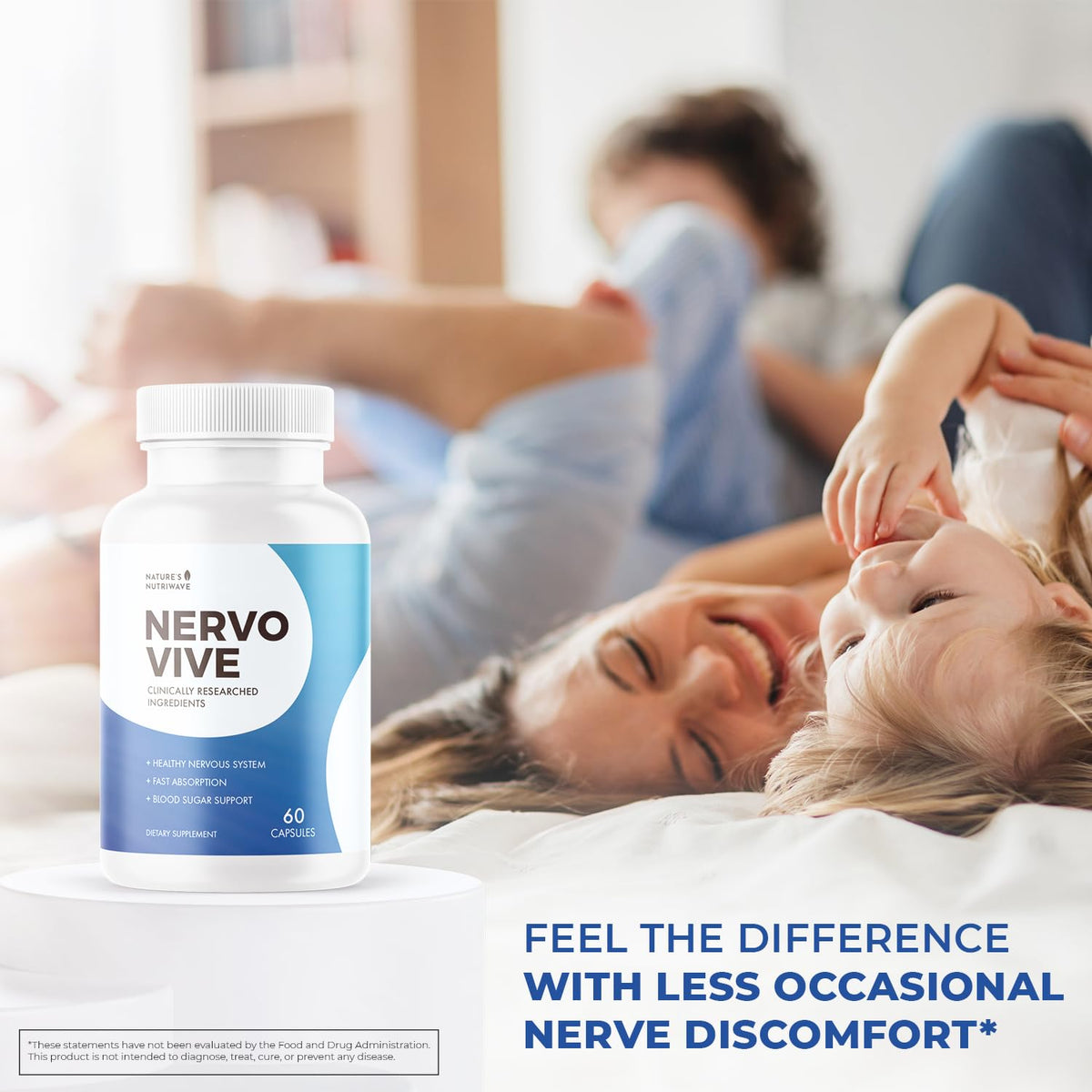 Nervovive capsules avec des ingrédients naturels en arrière-plan