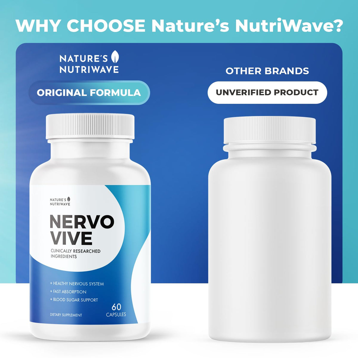 Nervovive capsules en gros plan sur un fond blanc