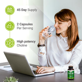Nested Naturals Choline Bitartrate 500mg capsules en gros plan