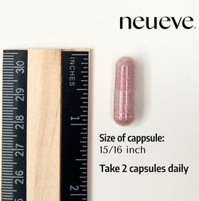 NeuEve Cranberry capsules montrant la taille des gélules