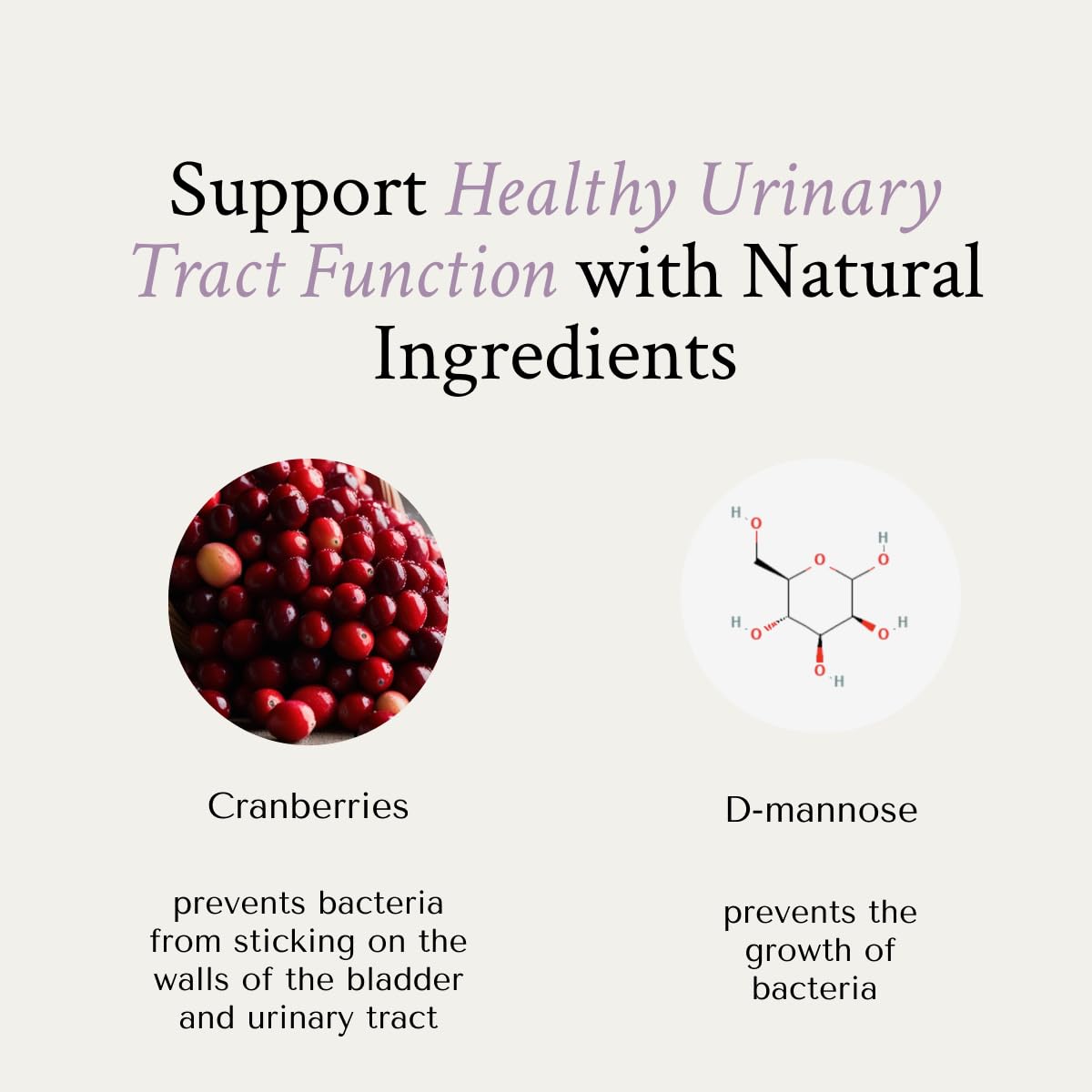 NeuEve Cranberry D-Mannose capsules avec un verre d'eau