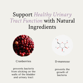 NeuEve Cranberry D-Mannose capsules avec un verre d'eau