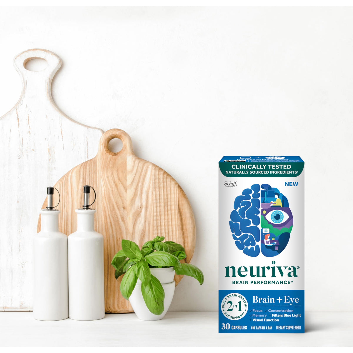 NEURIVA Cerveau + Yeux capsules dans un environnement naturel