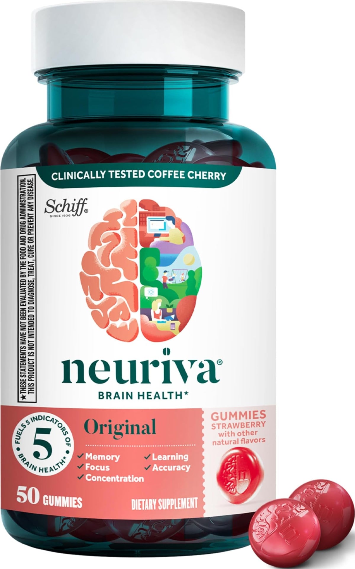 NEURIVA Gummies cérébraux à la fraise vue de face