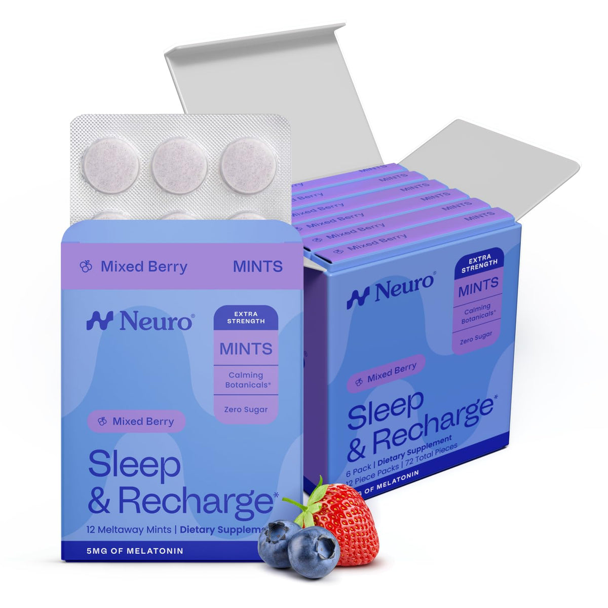 Neuro Meltaway Mints Extra Fortes boîte de 72 mints vue de face