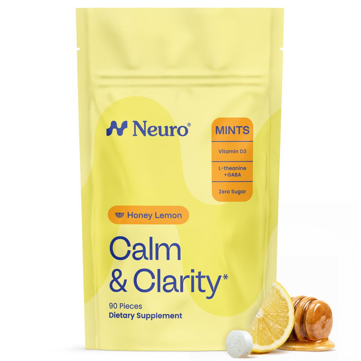 Neuro Mints Calm & Clarity boîte de 90 pastilles au miel et citron