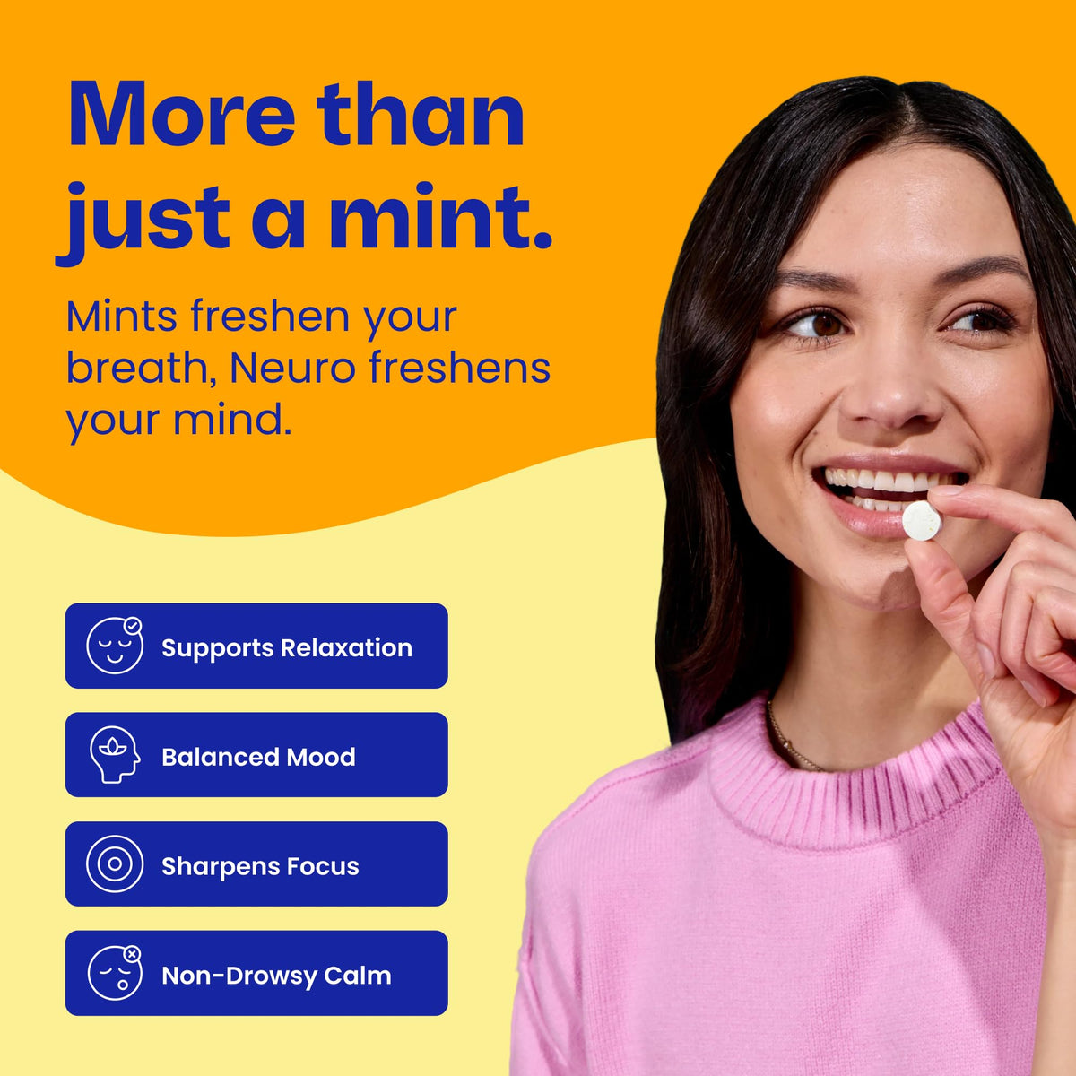 Neuro Mints Calm & Clarity menthe ouverte avec mints visibles