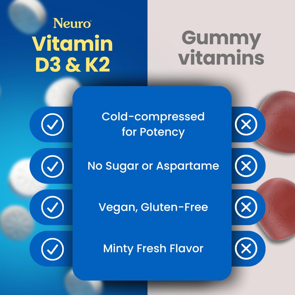 Neuro Mints D3 K2 Menthe pastilles dans une main