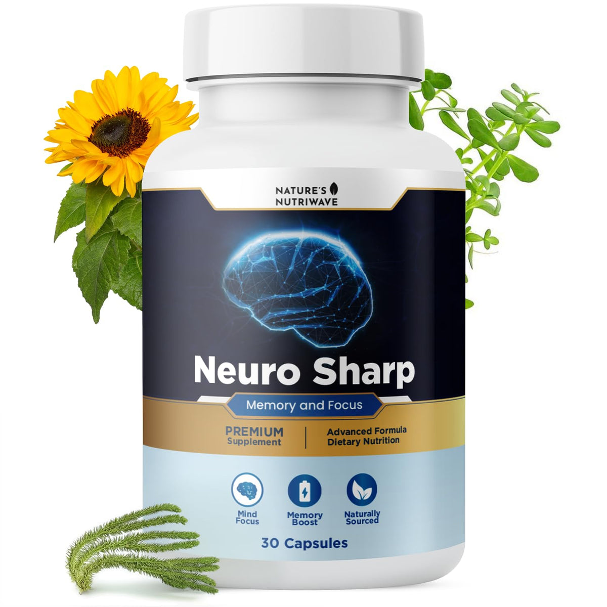 Neuro Sharp de Nature’s NutriWave, boîte contenant 30 capsules