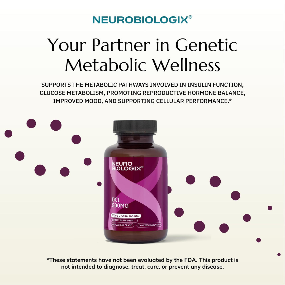 Neurobiologix D-Chiro Inositol 500mg capsules végétales sur fond blanc