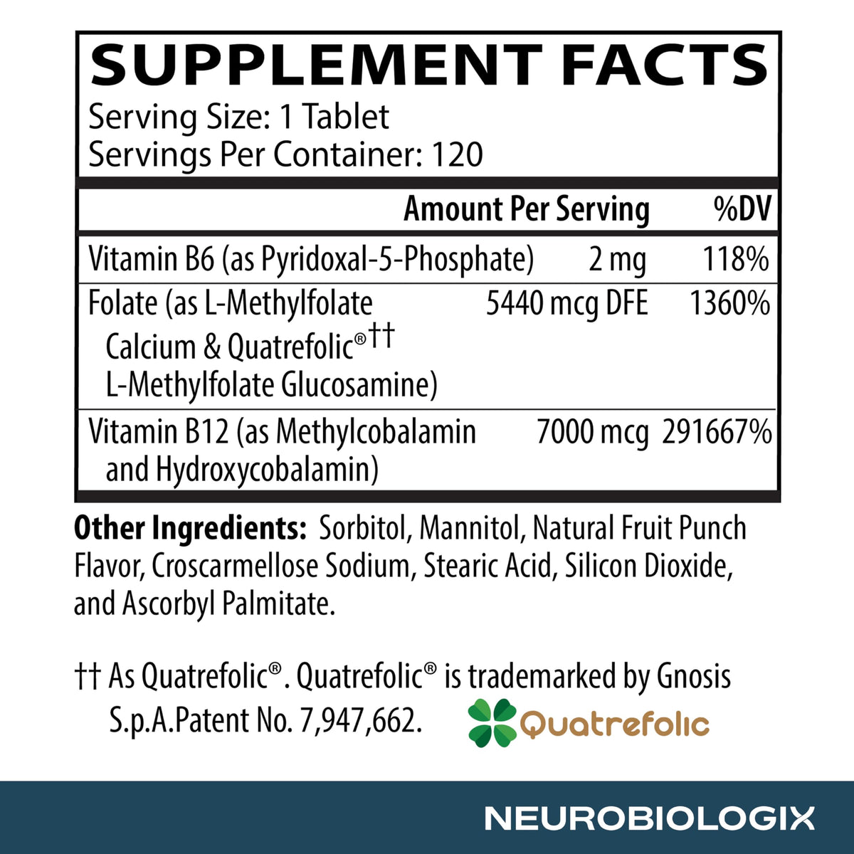 Neurobiologix Methylation Complete 120 comprimés à mâcher sur une table