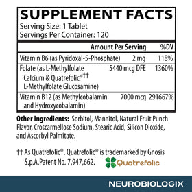 Neurobiologix Methylation Complete 120 comprimés à mâcher sur une table