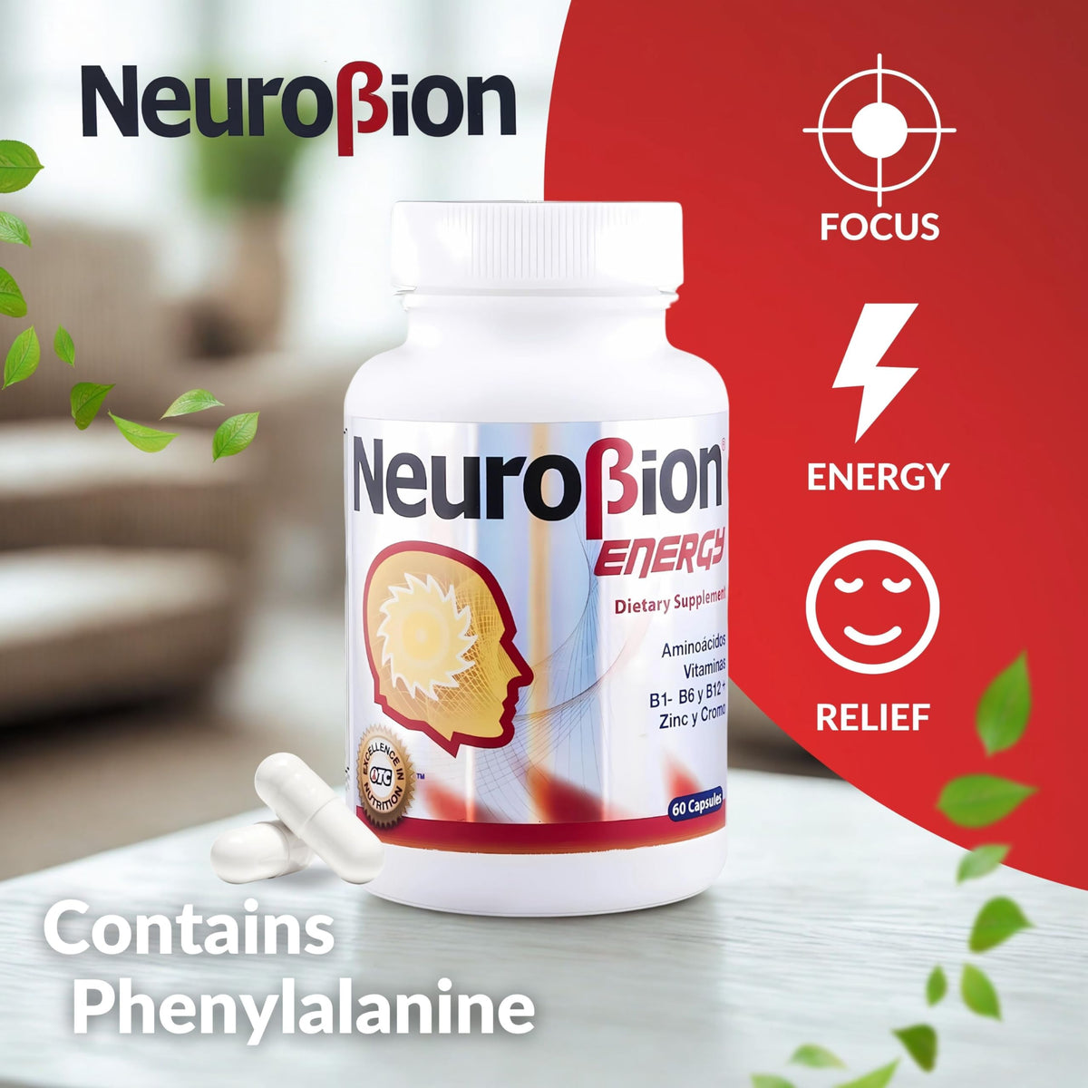 Neurobion 60 Caps côté de la boîte montrant les spécifications