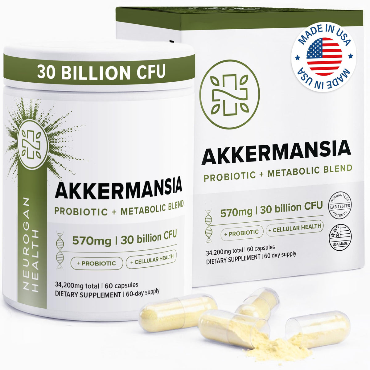 Neurogan Akkermansia Muciniphila Postbiotique, boîte de 60 capsules