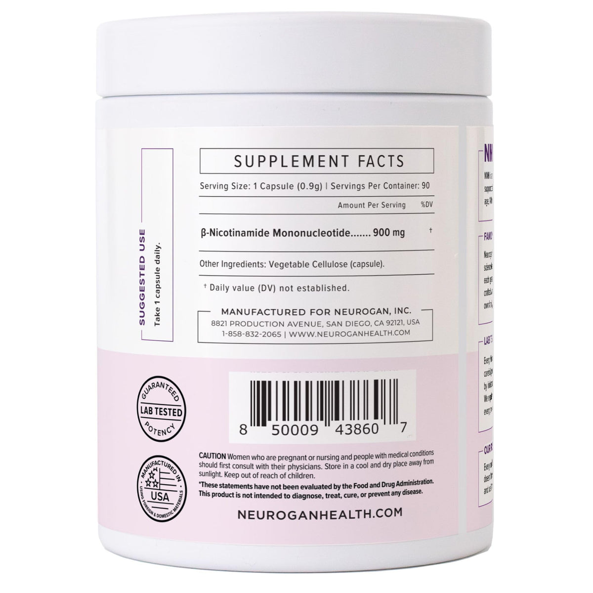 Neurogan Beta NMN 900 mg gélule ouverte montrant le contenu