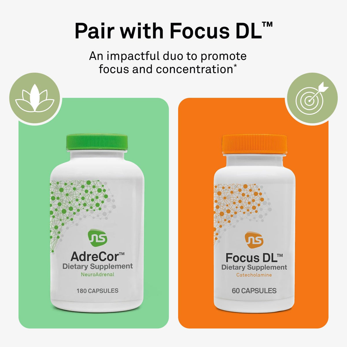 NeuroScience AdreCor complément alimentaire 180 capsules avec des ingrédients