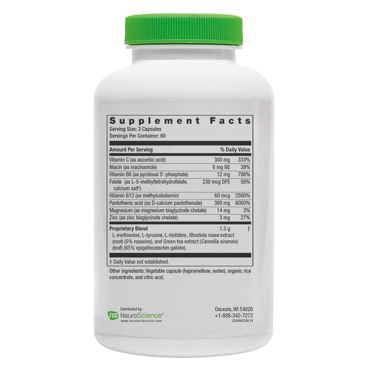 NeuroScience AdreCor complément alimentaire 180 capsules vue arrière