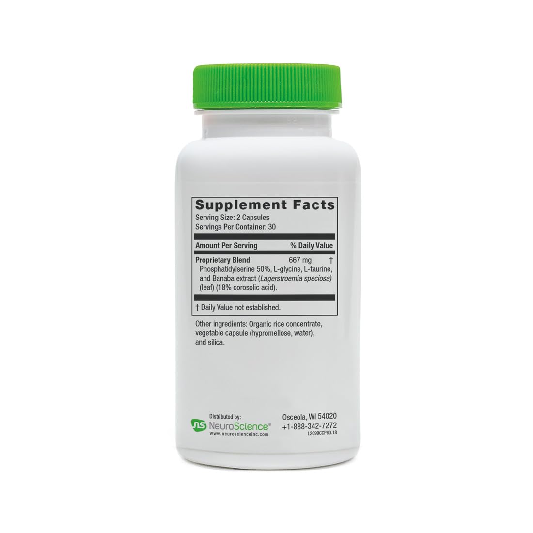 NeuroScience Calm CP flacon ouvert avec capsules