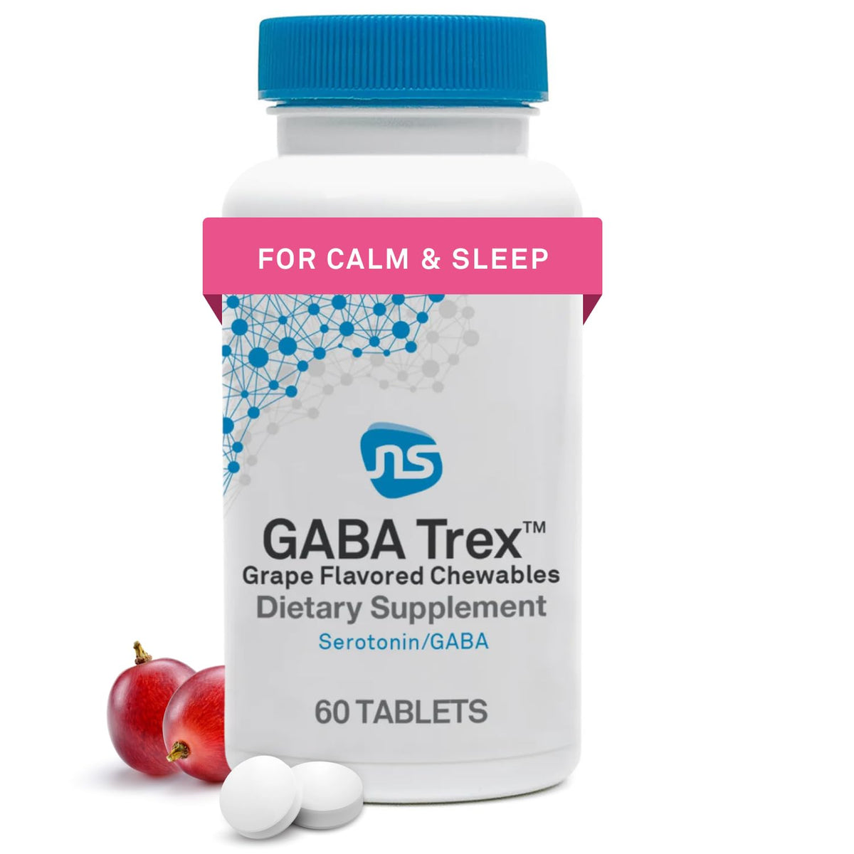 NeuroScience GABA Trex comprimés à mâcher saveur raisin, boîte de 60 comprimés