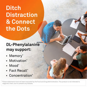 NeuroScience L-Phenylalanine capsules sur une table en bois