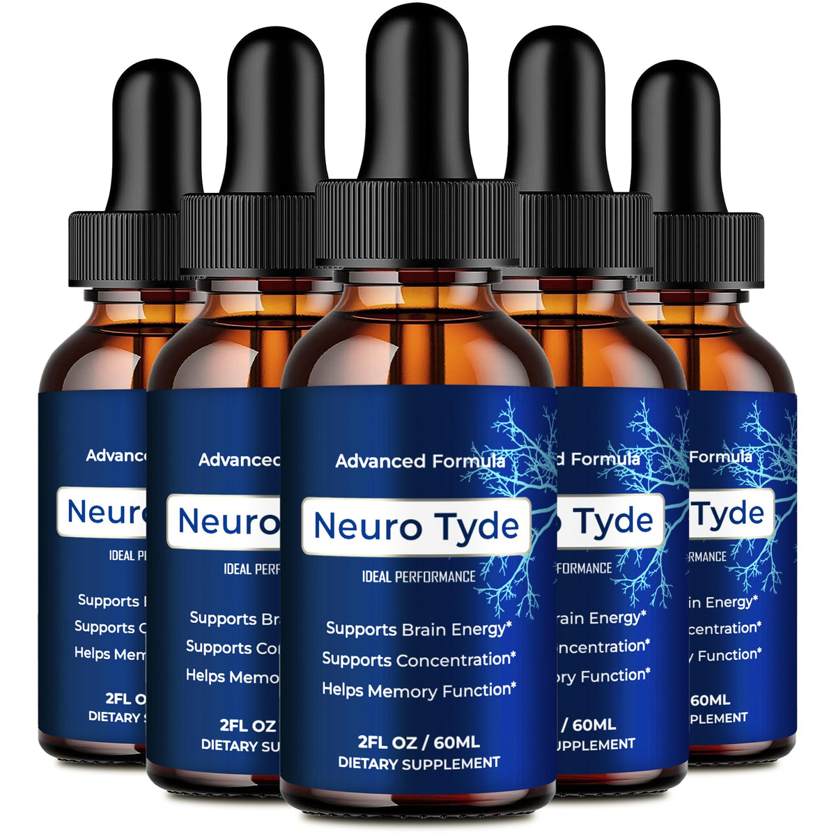 NeuroTyde Drops IDEAL PERFORMANCE pack de 5 flacons de 136g