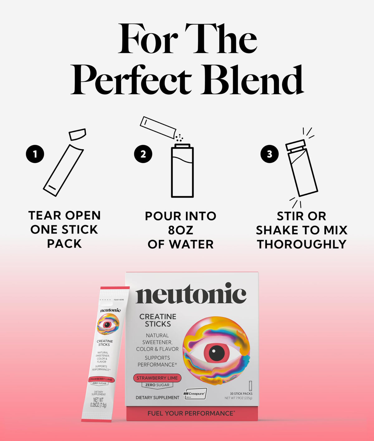 Neutonic créatine monohydrate sachets saveur fraise-lime avec d'autres compléments