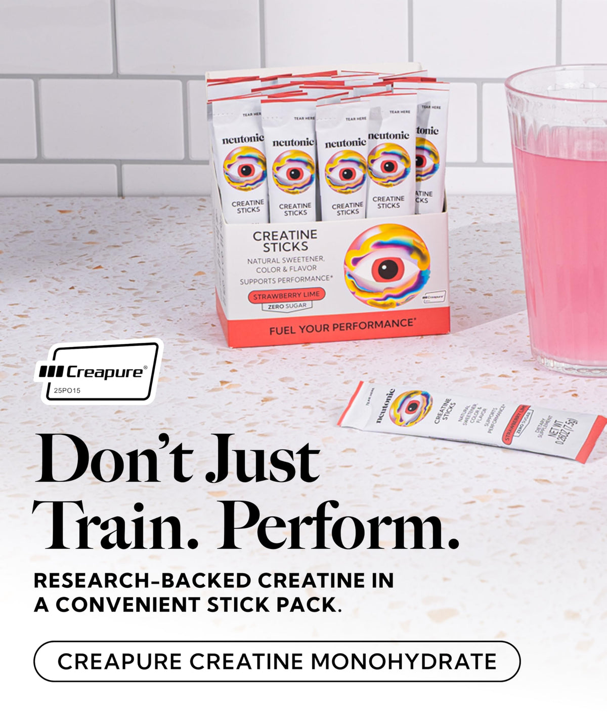 Neutonic créatine monohydrate sachets saveur fraise-lime emballage