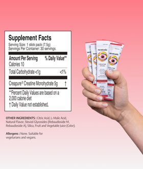 Neutonic créatine monohydrate sachets saveur fraise-lime en gros plan