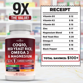 NEW AGE Complément Alimentaire CoQ10 200mg - ingrédients sur la table