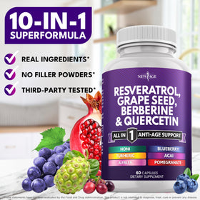 NEW AGE Complément Alimentaire Resvératrol 120 Capsules arrière