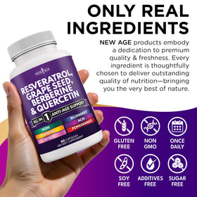NEW AGE Complément Alimentaire Resvératrol 120 Capsules côté